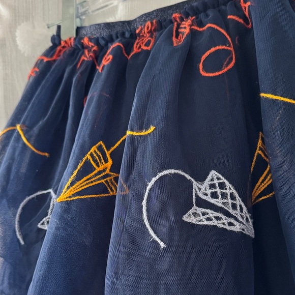 Cat & Jack Navy Skirt with Colorful Paper Airplane Motif Embroidery - Picture 2 of 5
